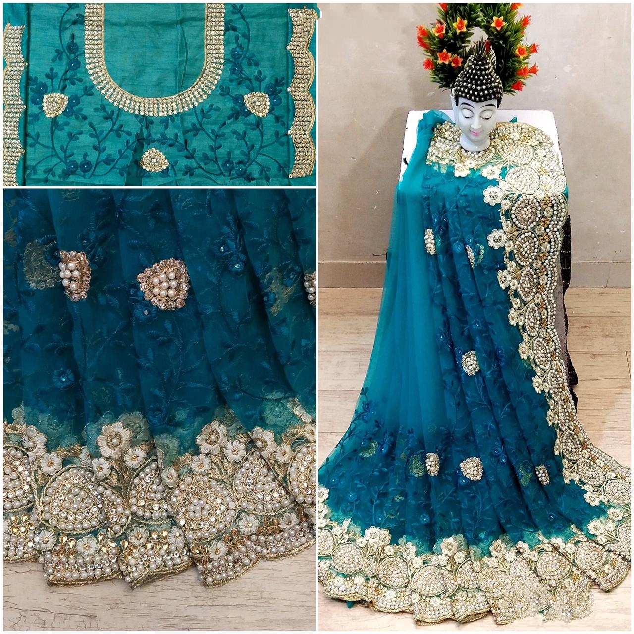 STONE WORK Designer Handwork Bridal Saree, Dry clean, Saree Length: 6 m  (with blouse piece) at Rs 3999 in Surat