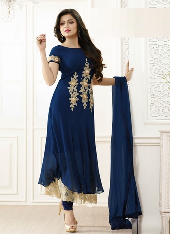 Party Wear Navy Blue Color Georgette Anarkali Suit