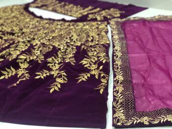 Amazing Wine Color Designer Velvet Embroidered Work Wedding Wear Lehenga Choli