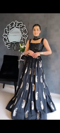 Black Color Party Wear Satin Sequence Embroidered Work Lehenga Choli