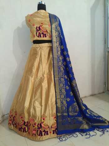 Classic Party Wear Designer Embroidered Taffeta Silk Lehenga