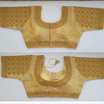 Classic Golden Silk Handwork Coding Work Readymade Blouse