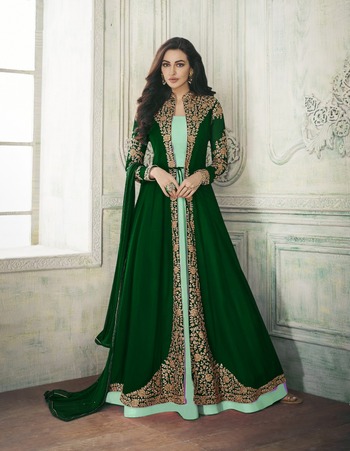 Green Color Georgette Embroidered Function Wear Anarkali Salwar Suit