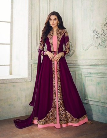 Stunning Magenta Color Semi Stitched Anarkali Salwar Suit For Women