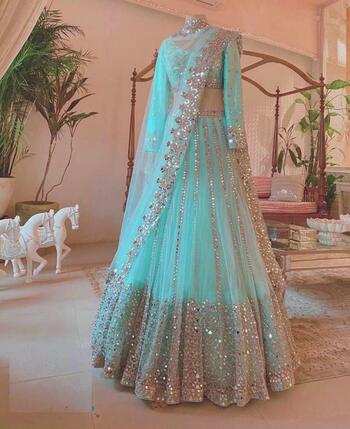 Engaging Soft Net Sequence Work Party Wear Semi Stitched Lehenga Choli