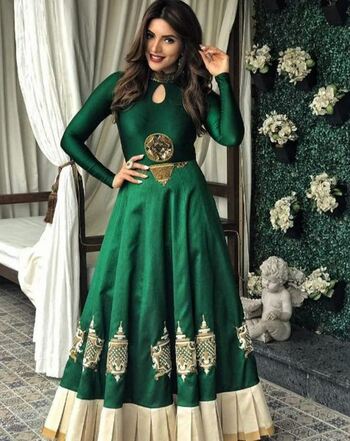 Party Wear Green Color Silk Embroidered Lehenga Choli for Women