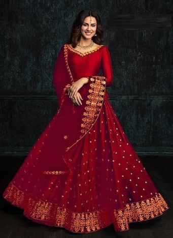 Dismaying Red Color Function Wear Tapeta Silk Classic Embroidered Work Design Lehenga Choli
