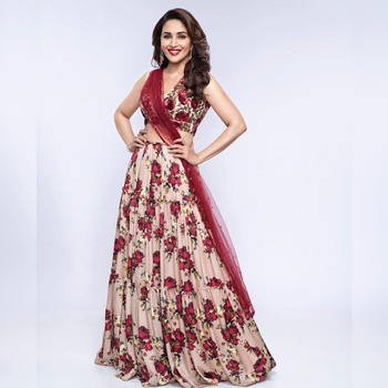 Enchanting Peach Color Crape Printed Ruffle Occasion Wear Lehenga choli