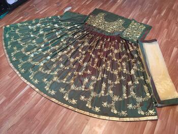Imperial Dark Green Tapetta Silk With Embroidered Work Lehenga Choli Design