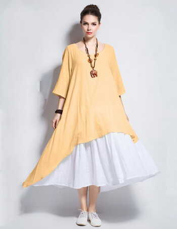 Glorious Yellow Color Cotton Ready Made Plain Top SKirt