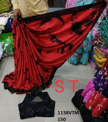 Red Color Gajji Silk Saree with Readymade Net Sequence work Blouse