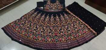 Stylish Black Tapeta Silk Embroidered Diamond Work Lehenga Choli