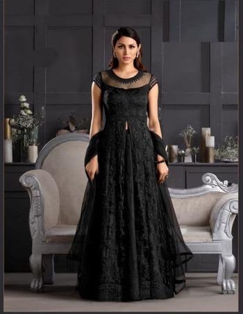 Black Color Party Wear Butterfly Net Embroidered Work Salwar Suit