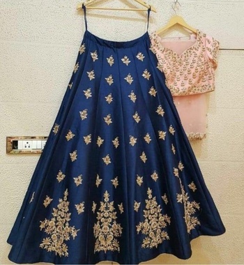 Distinguished Peach Designer Silk With Embroidered Work Party Wear Lehenga Choli