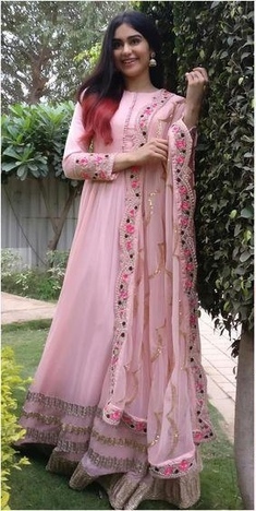 Classic Light Pink Georgette With Embroidered Salwar Suit