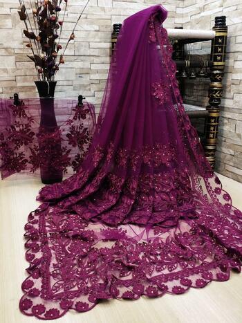 Rich Looking Wine Color Net Chain Stitched Work Saree Blouse For Wedding wear