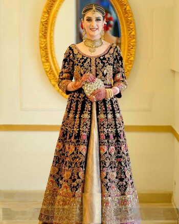 Good-looking Black Color Festive Wear Dori Embroidered Full Diamond Work Markable Velvet Salwar Suit