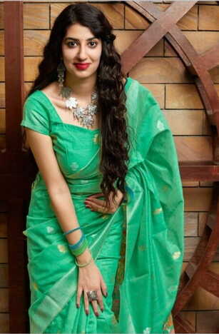 Groovy Sea Green Color Designer Banarasi Silk Cotton Weaving Saree Blouse For Function Wear