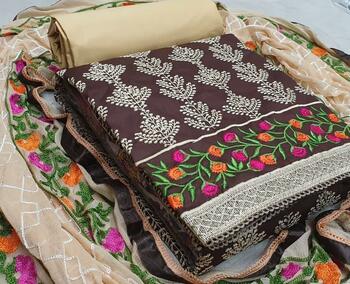 Brown Pure Cotton Designer Embroidered Work Salwar Design