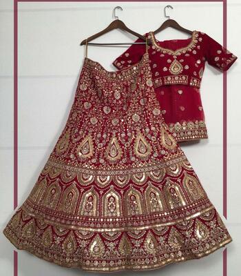 Infatuating Maroon Color Wedding Wear Velvet Sequence Thread Stone Zari Embroidered Work Lehenga Choli