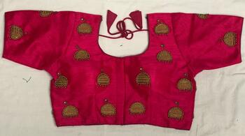 Party Wear Rani Silk Zari Hand Work Readymade Blouse For Ladies
