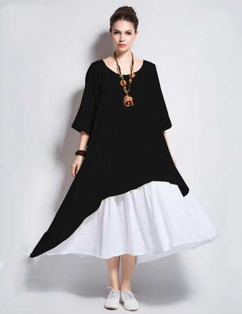 Blooming Black Color Cotton Full Stitched Top Skirt For Women