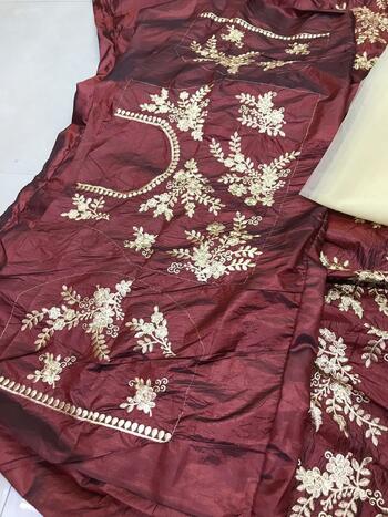 Wedding Wear Brown Color Designer Paper Silk Fancy Embroidered Work Lehenga Choli