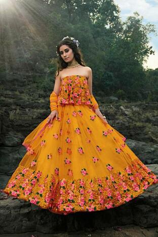 Amazaballs Orange Color  Net Sequence Work Wedding Wear Lehenga Choli