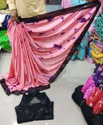 Pink Color Gajji Silk Saree with Readymade Net Sequence work Blouse