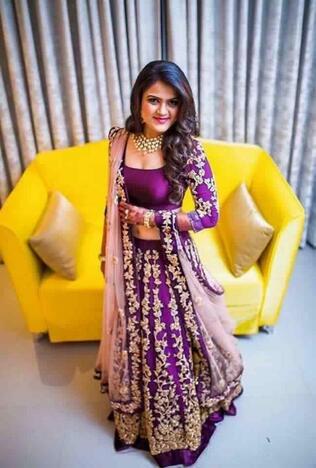 Phenomenal Purple Color Stylish Taffeta Silk Dashing Embroidered Work Lehenga Choli For Women