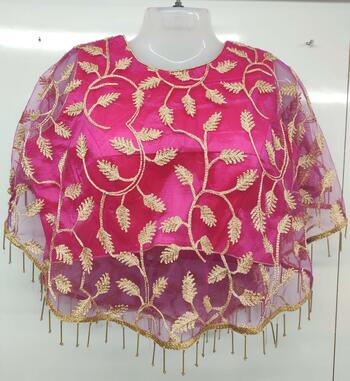 Pink Banglori Satin Silk Nylon Net Chain Work Readymade Blouse Design