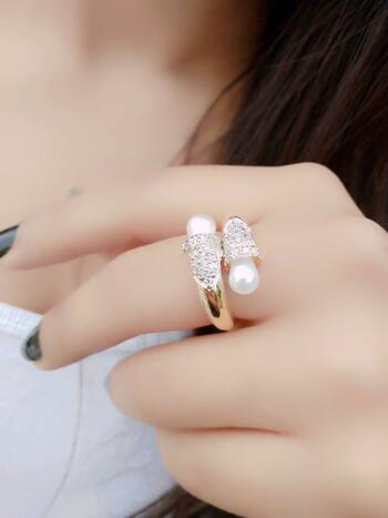 Beautiful White Diamond Golden Imitation Ring KLP417