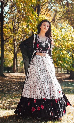 Black Color Function Wear Printed Crape Lehenga Choli