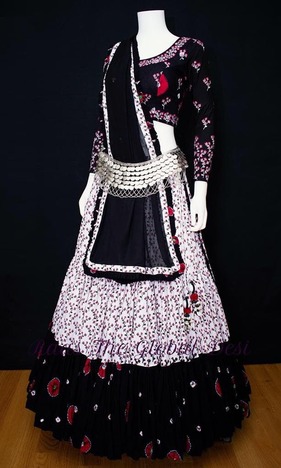 Black Color Function Wear Printed Crape Lehenga Choli