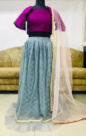 Awesome Grey Color Georgette Fancy Sequence Work Lehenga Choli For Wedding Wear