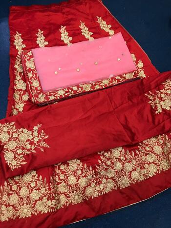 Refreshing Red Color Occasion Wear Taffeta Silk Traditional Wear Embroidered Work Lehenga Choli