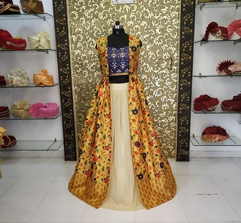 Lovely Yellow Color Georgette Digital Print Semi Stitched Lehenga Choli For Women