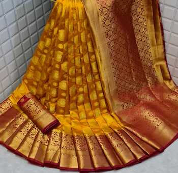 Alluring Mustard Color Banarasi Silk Saree Blouse Online