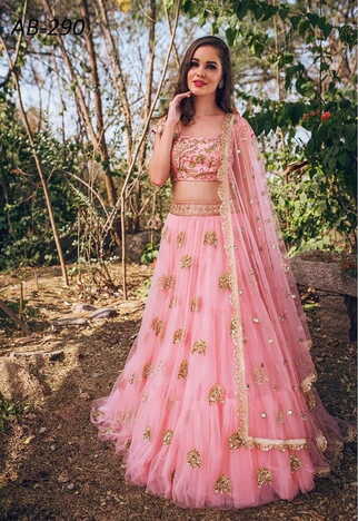 Phenomenal Pink Color Net Embroidered Lehenga Choli For Wedding Wear