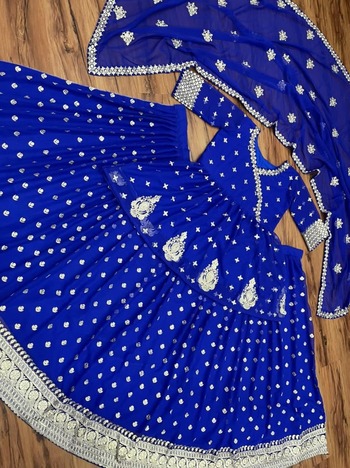 Royal Blue Festive Wear Georgette Embroidered Work Lehenga Choli