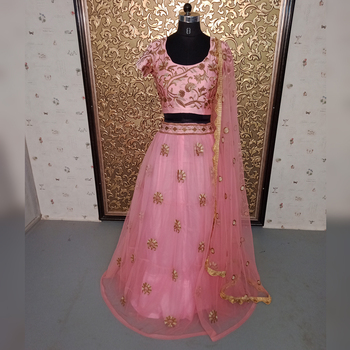 Phenomenal Pink Color Net Embroidered Lehenga Choli For Wedding Wear