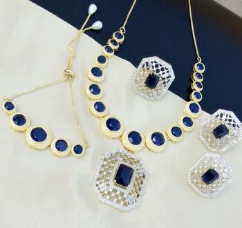 Blue Diamond Colour Jewellery Set KLP202