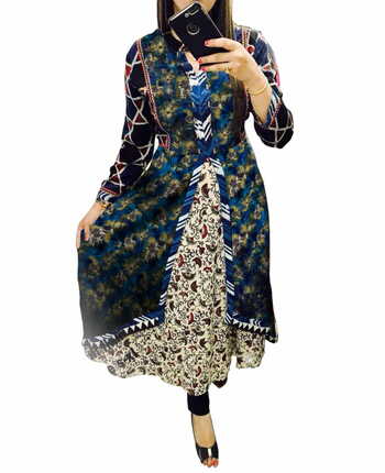 Prodigious Rama Color Festive Wear Rayon Printed Ready Made Kurti