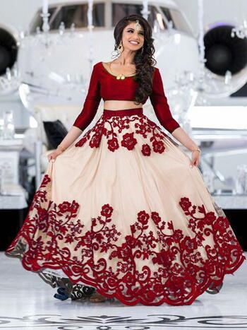 Winsome Maroon Color Chine Work Net Design Lehenga Choli For Wedding Wear Online Design