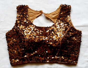 Party Wear Copper Sequence Work Readymade Blouse Design