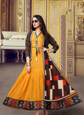 Sizzling Yellow Color Digital Printed Rayon Ready Made Kurti For Party Wear