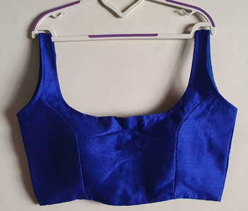 Unique Royal Blue Fentam Silk Plain Full Stitched Blouse Design Online