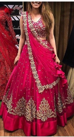 Unique Pink Soft Net Embroidered Work Designer Wedding Wear Lehenga Choli