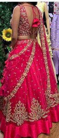 Unique Pink Soft Net Embroidered Work Designer Wedding Wear Lehenga Choli