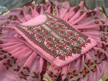 Lovely Pink Semi Modal Heavy Embroidered Work Semi Stitched Suit